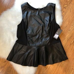 Mossino Black Peplum Top